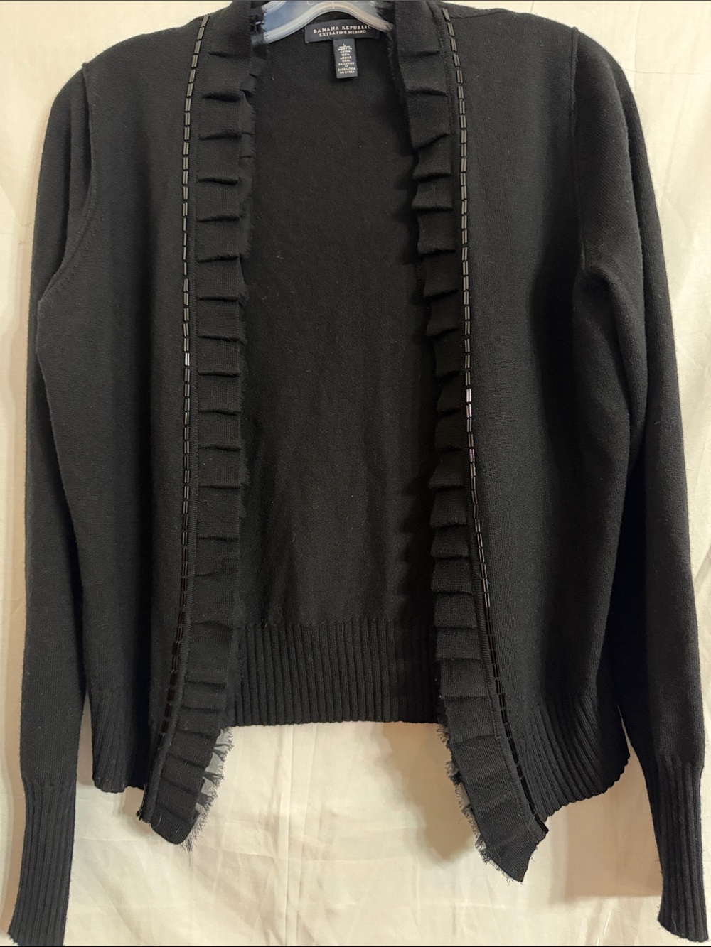 Banana Republic Black Open Ruffle-Trim Cardigan